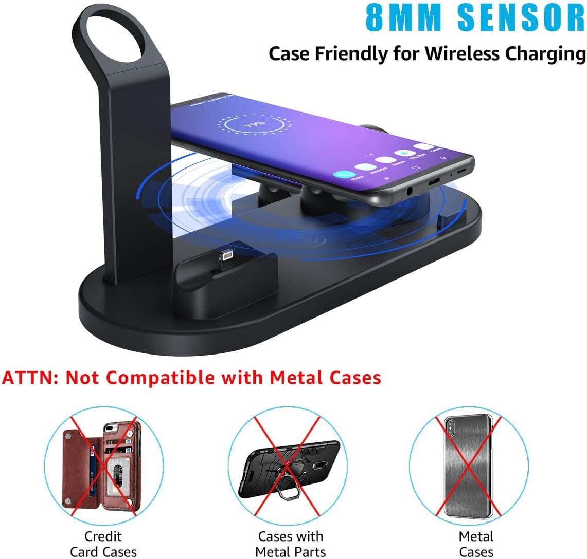 Chargeur sans fil 4-en-1, Station de charge sans fil rapide - iPhone, Apple Watch, AirPods