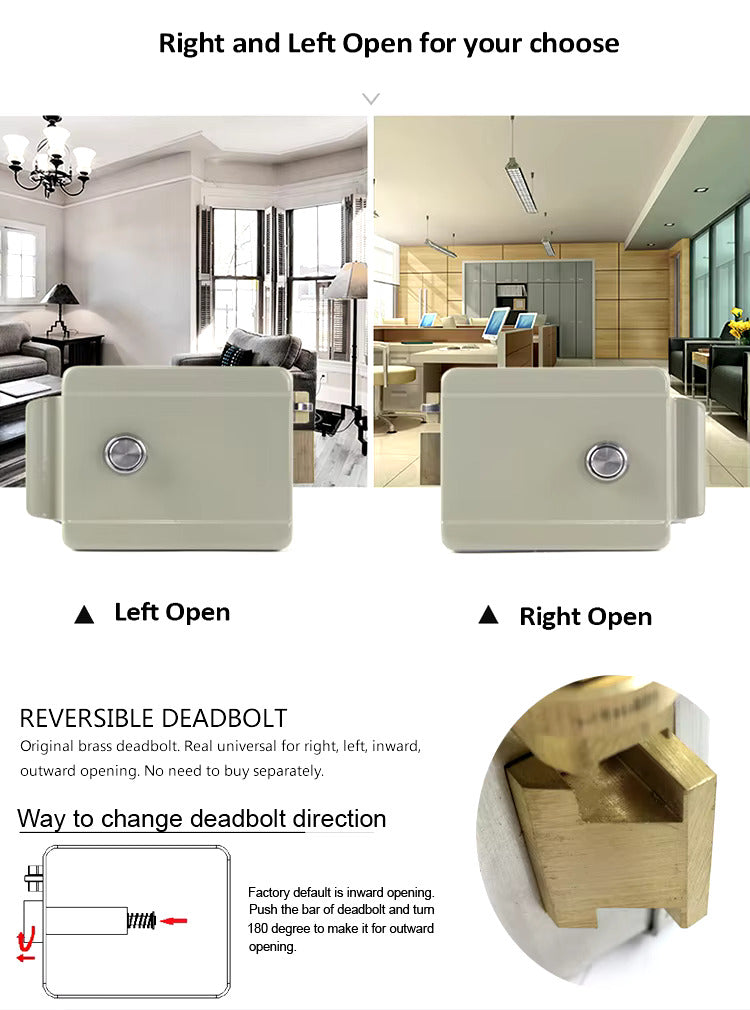 Serrure électrique avec lecteur de carte d'access ACM-Y047, Serrure intelligente 12-18V DC LED