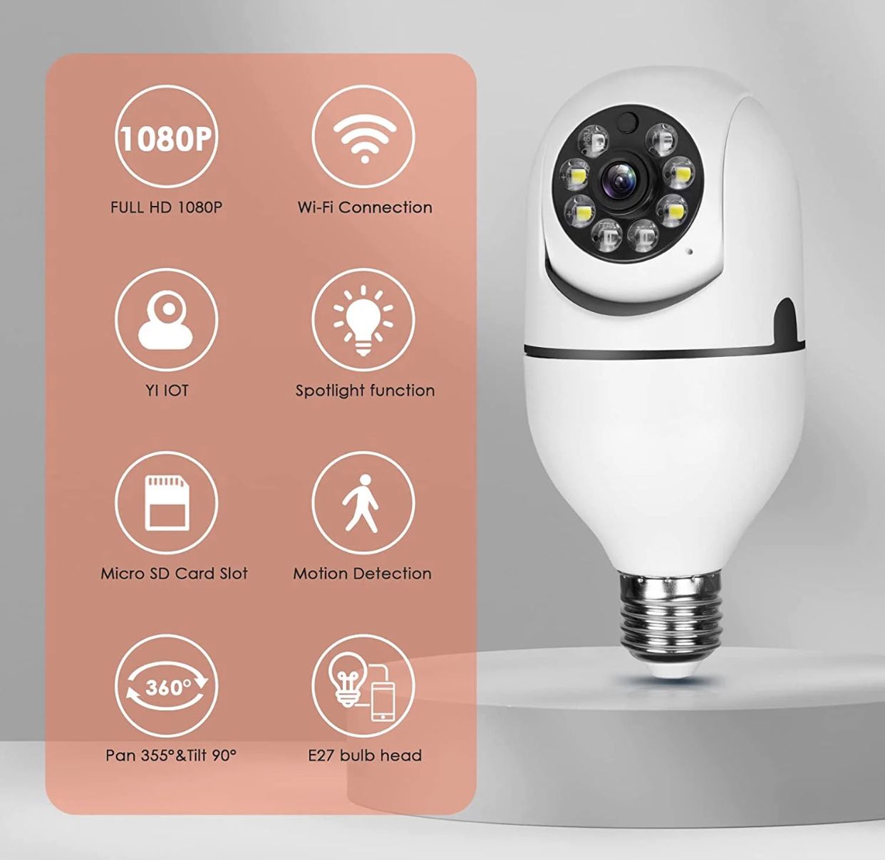 Caméra Ampoule WiFi - Caméra de surveillance Zoom panoramique/inclinaison 5G - Surveillance Intelligente & Sécurité à Domicile au Sénégal