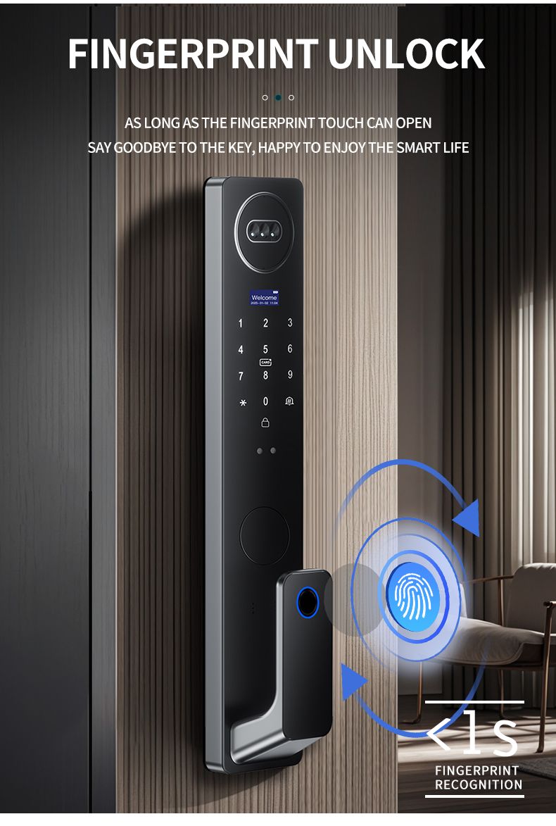 Serrure Intelligente Wishome - Ouverture par empreinte digitale, code, carte et application mobile
