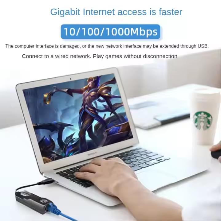 Adaptateur USB 3.0 vers Ethernet Gigabit. Connexion réseau rapide et fiable.