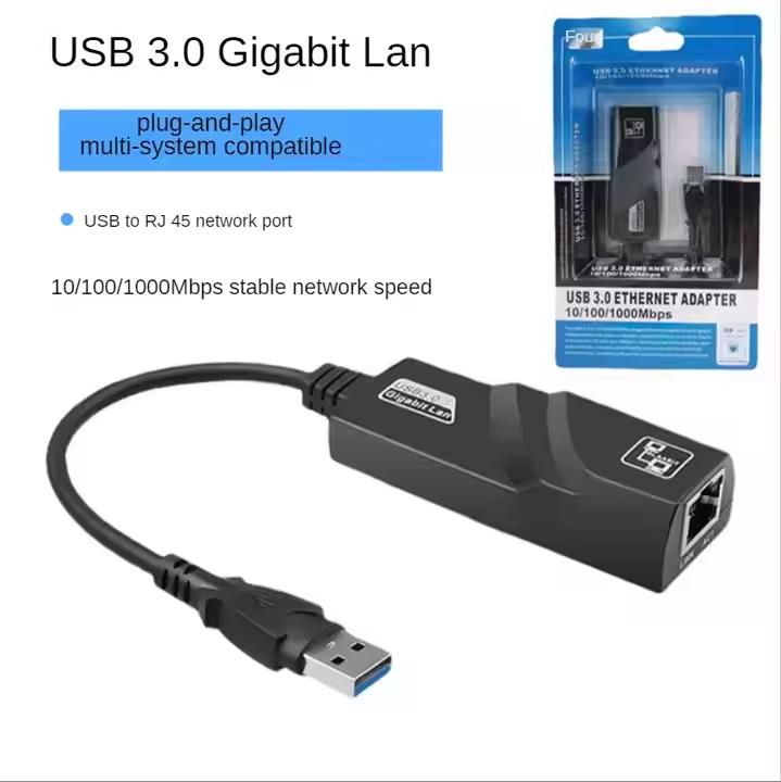 Adaptateur USB 3.0 vers Ethernet Gigabit. Connexion réseau rapide et fiable.