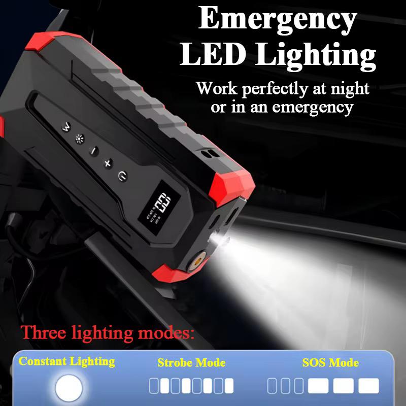 Démarreur de Voiture d'Urgence - Compresseur & Power Bank