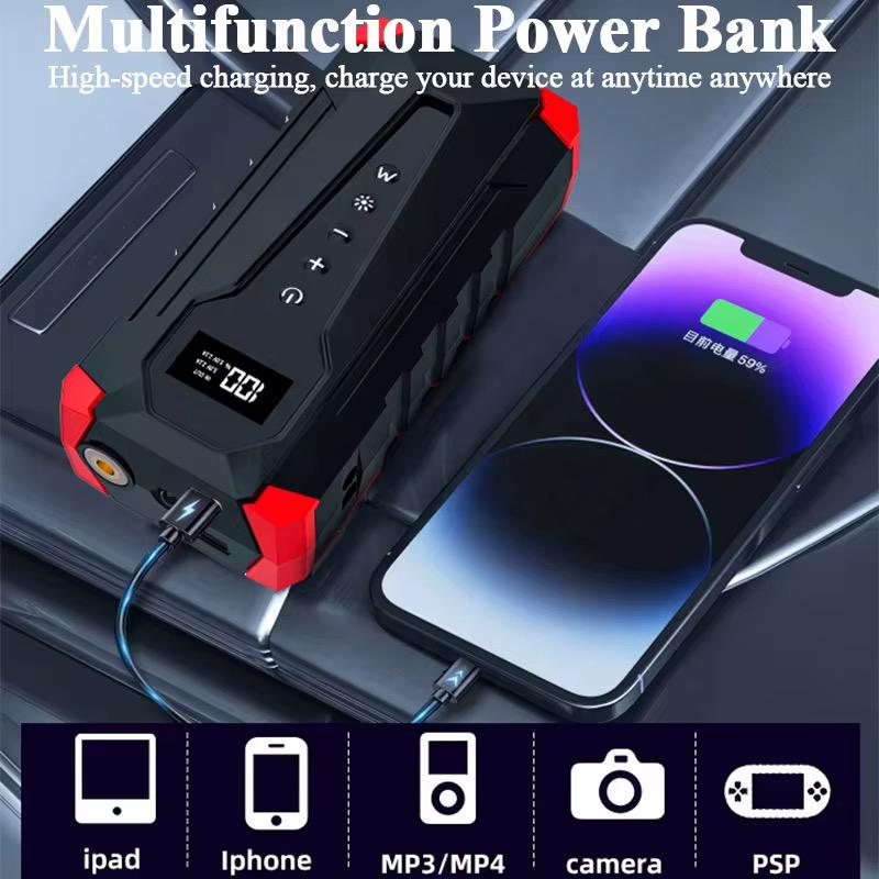 Démarreur de Voiture d'Urgence - Compresseur & Power Bank