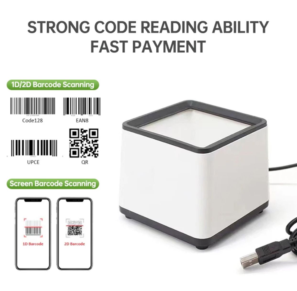 Scanner code barre 1D/2D QR mains libres Omnidirectionnel : Optimisez vos processus de scan !