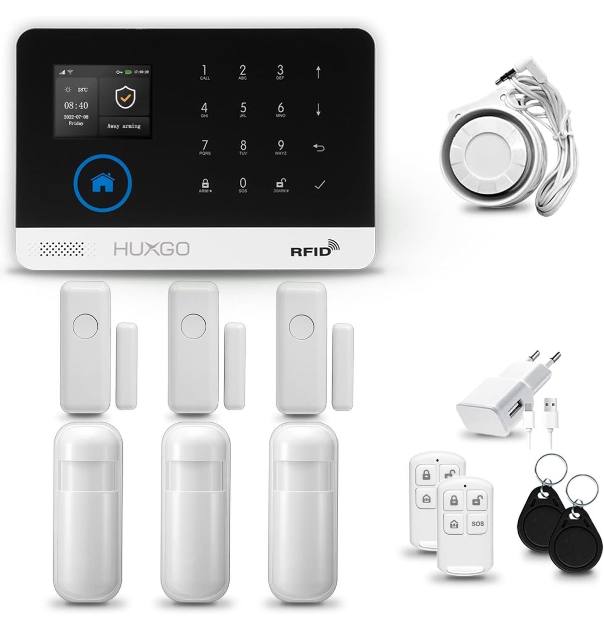 Alarme Domestique Sans Fil PGST : Kit de Sécurité Complet GSM, SMS & WiFi