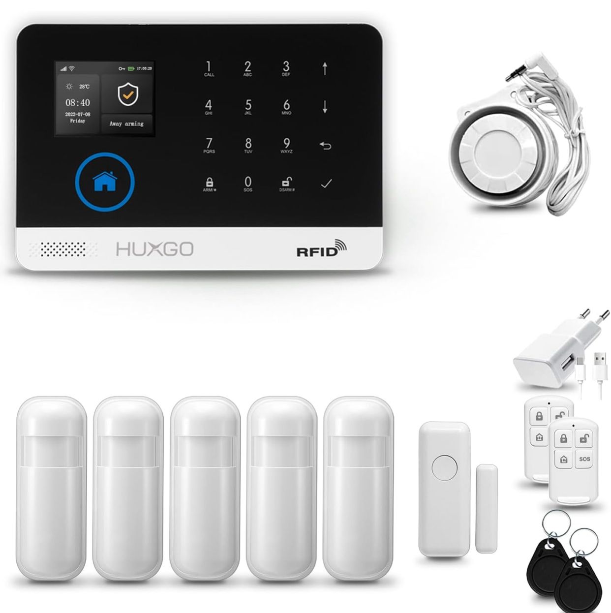 Alarme Domestique Sans Fil PGST : Kit de Sécurité Complet GSM, SMS & WiFi