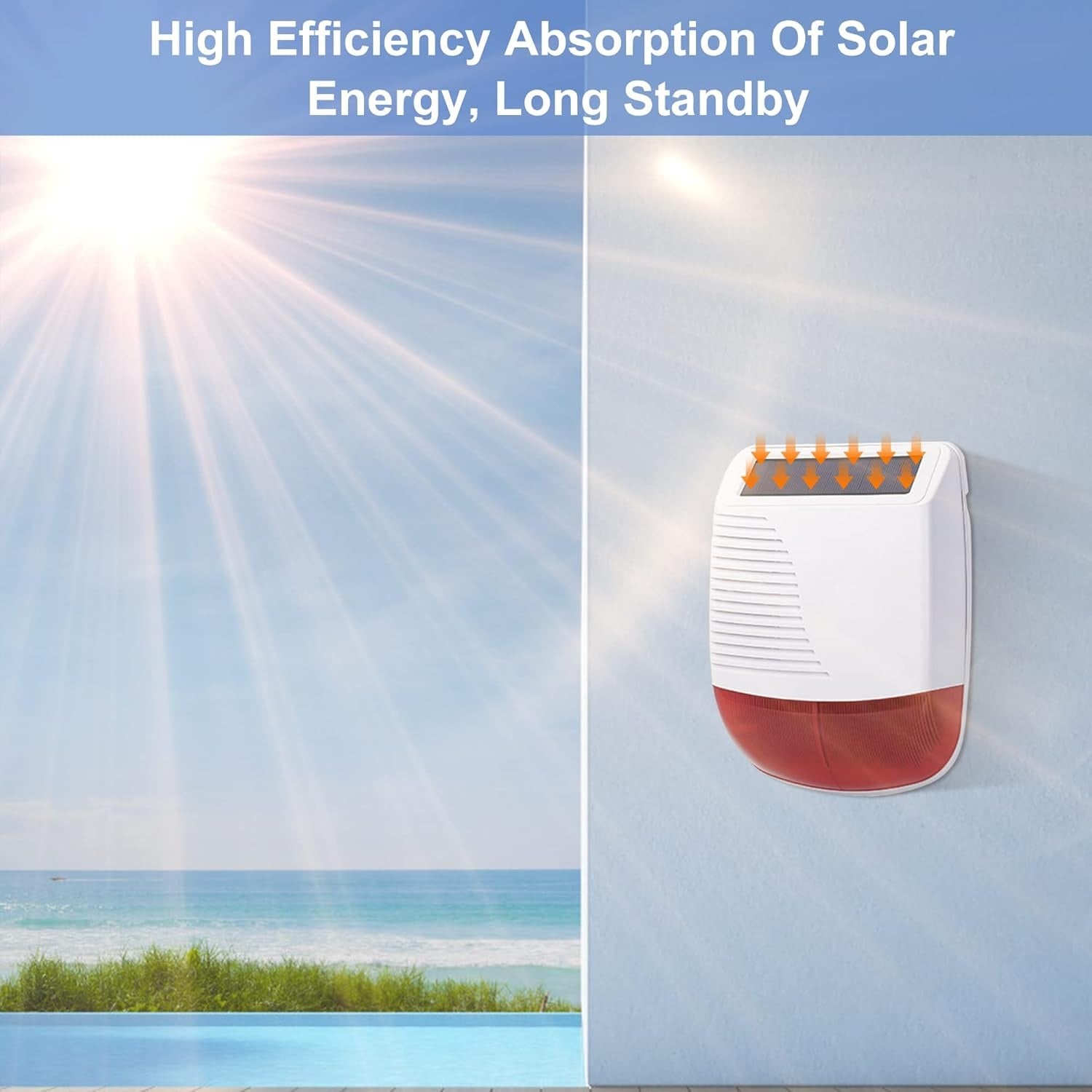 Sirène Solaire Extérieure : Sécurité Autonome pour Votre Propriété - 110 dB