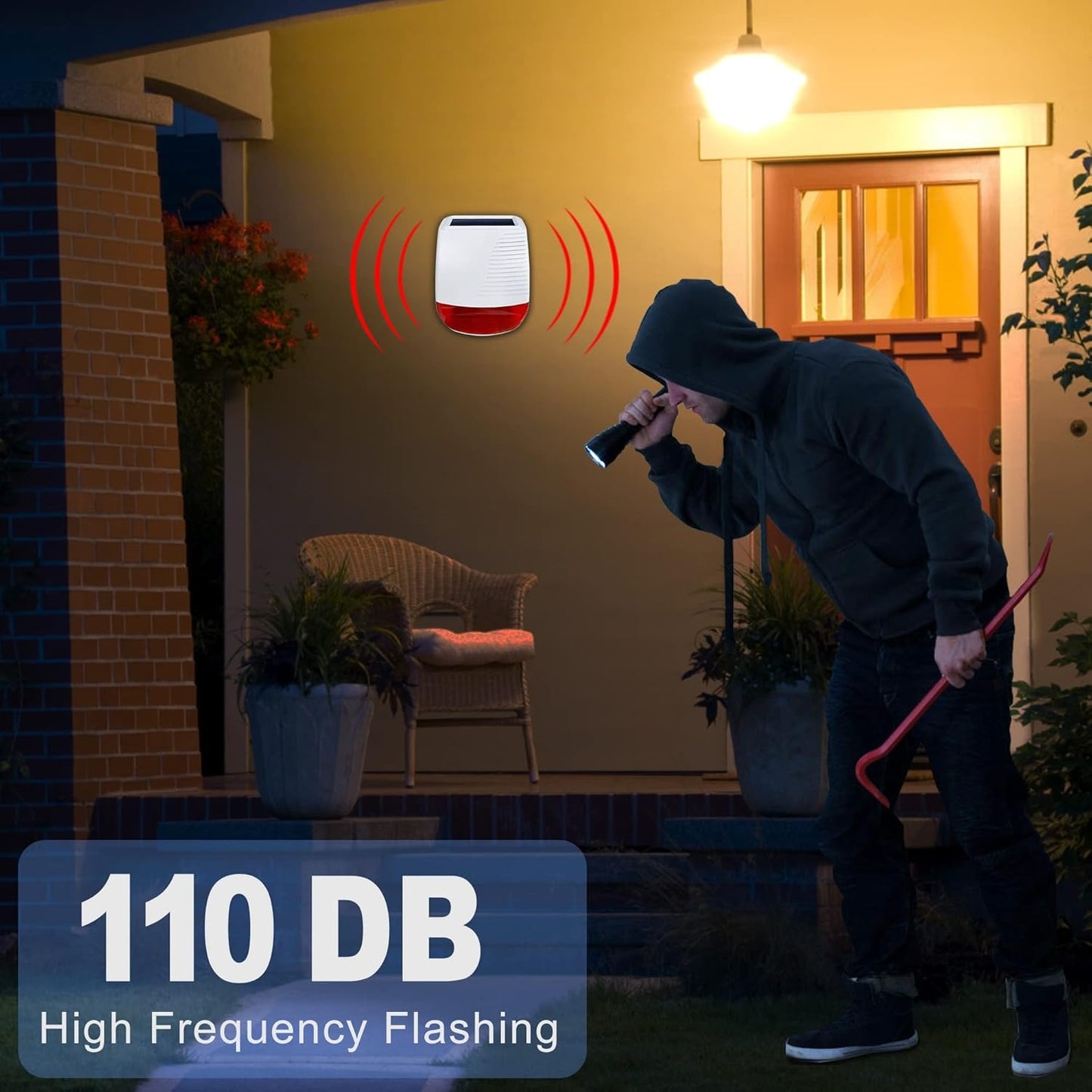 Sirène Solaire Extérieure : Sécurité Autonome pour Votre Propriété - 110 dB