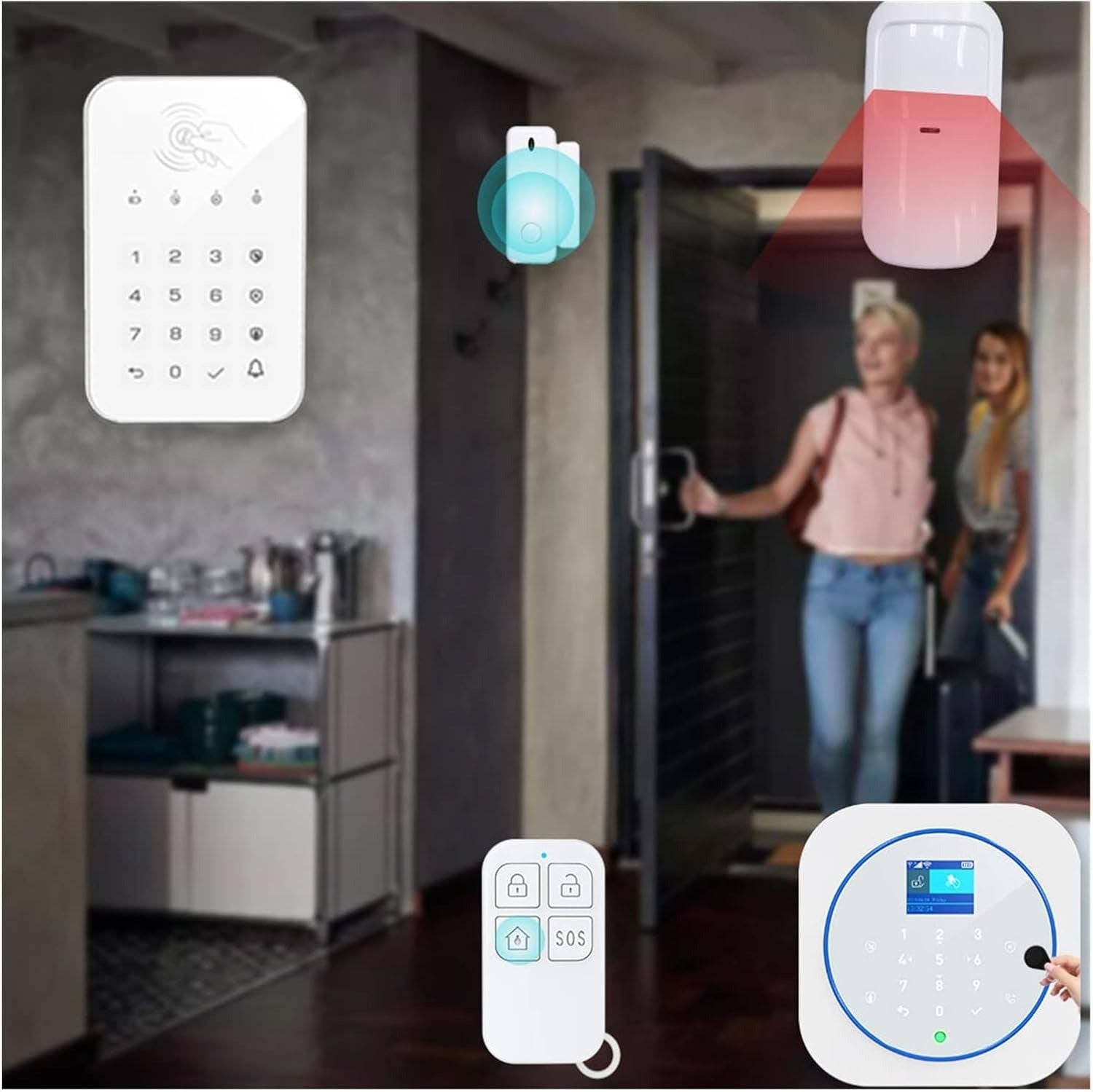 Système d'alarme de sécurité domestique : WiFi, GSM, clavier tactile, RFID, Tuya