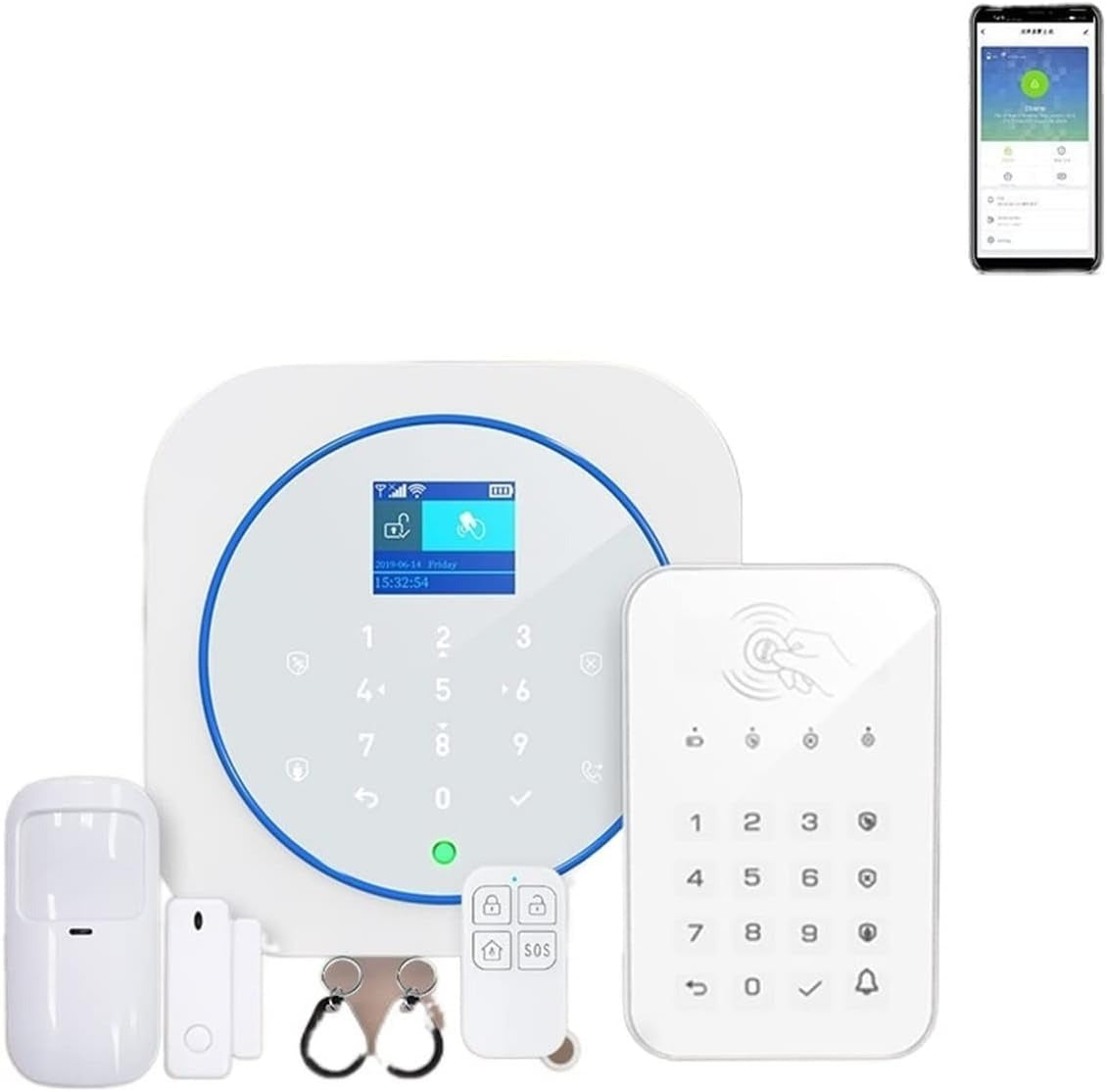Système d'alarme de sécurité domestique : WiFi, GSM, clavier tactile, RFID, Tuya