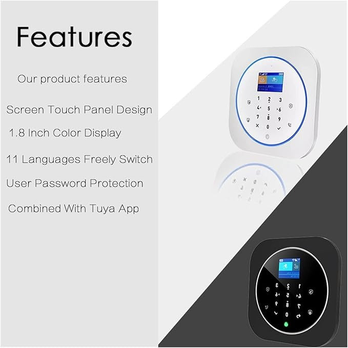 Système d'alarme de sécurité domestique : WiFi, GSM, clavier tactile, RFID, Tuya