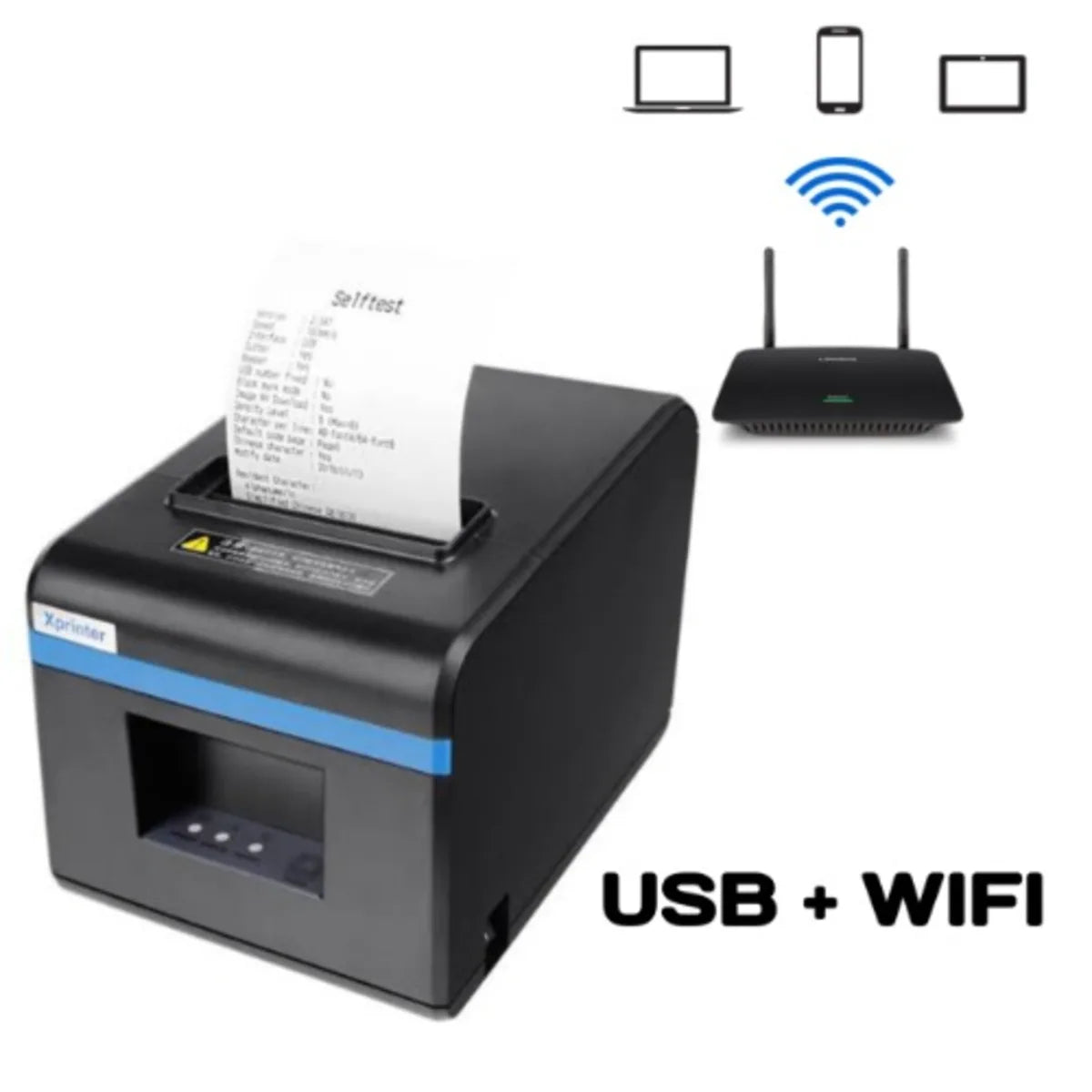 Xprinter, Imprimante Ticket, Imprimante de Reçus Rapide & Fiable 80mm WIFI - USB, Ethernet