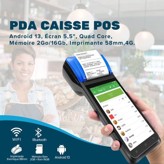 PDA Caisse POS Android 13 - Solution de Caisse Mobile Évoluée