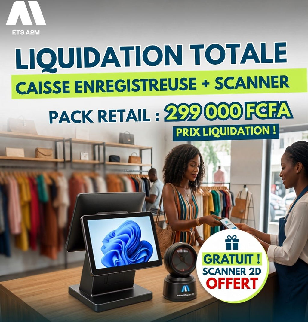 Caisse Enregistreuse Tactile A2M – Pack Retail (Scanner 2D Offert) - ETS A2M