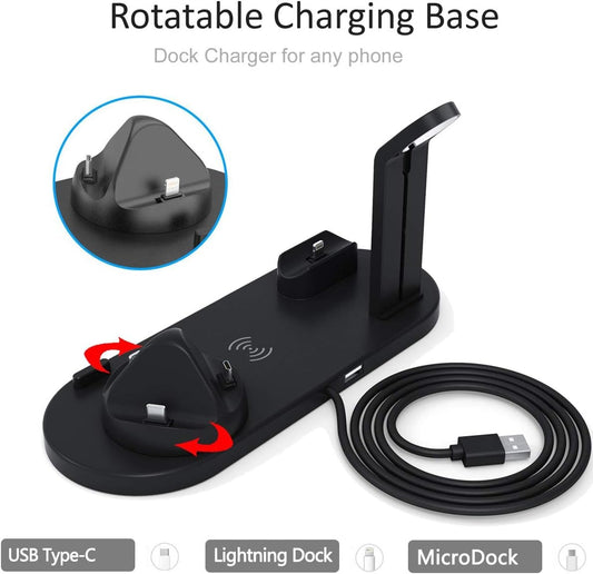 Chargeur sans fil 4-en-1, Station de charge sans fil rapide - iPhone, Apple Watch, AirPods