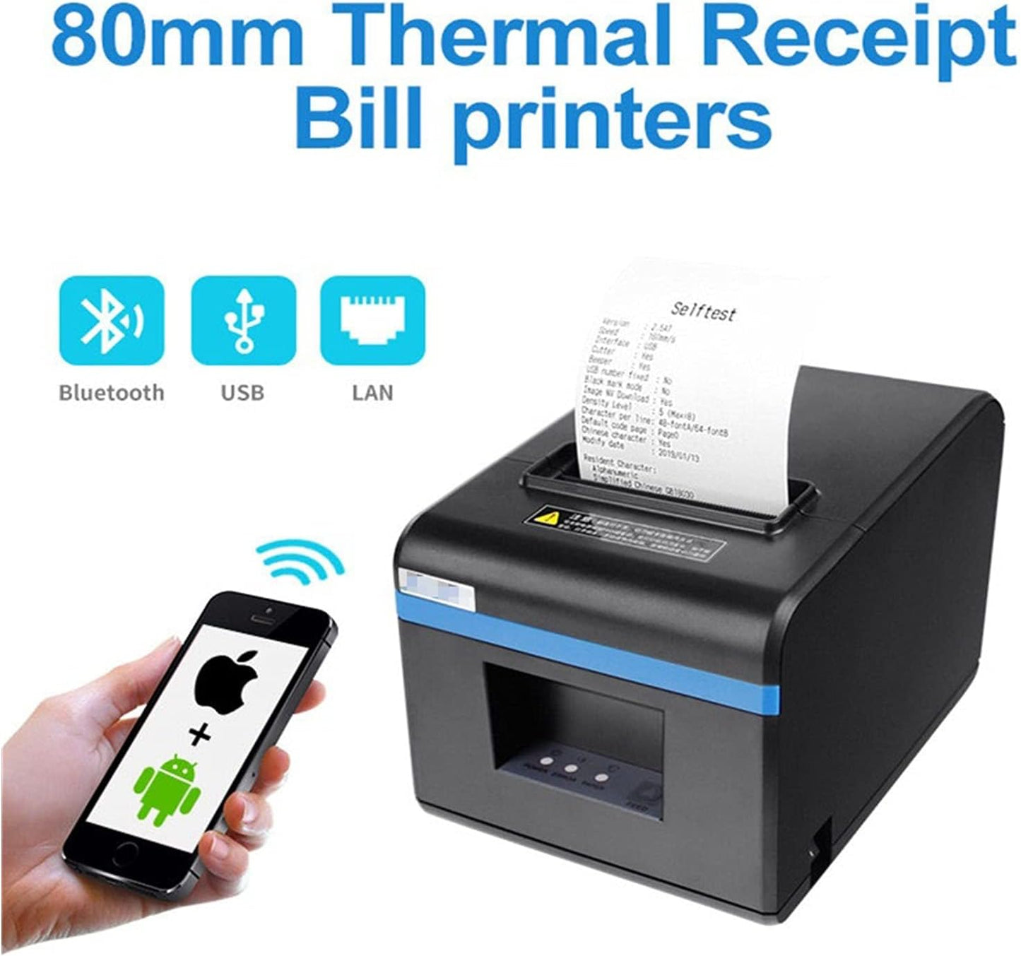 Xprinter, Imprimante Ticket, Imprimante de Reçus Rapide & Fiable 80mm WIFI - USB, Ethernet