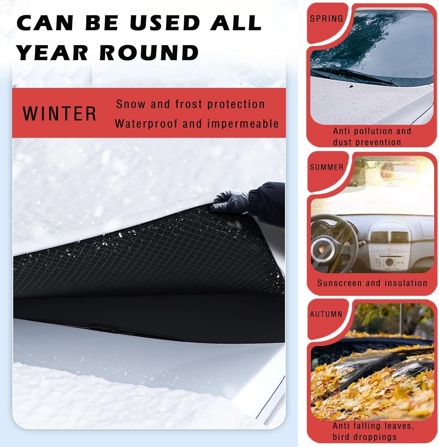 Housse Pare-Brise Voiture Anti-Givre, Soleil - Protection Optimale