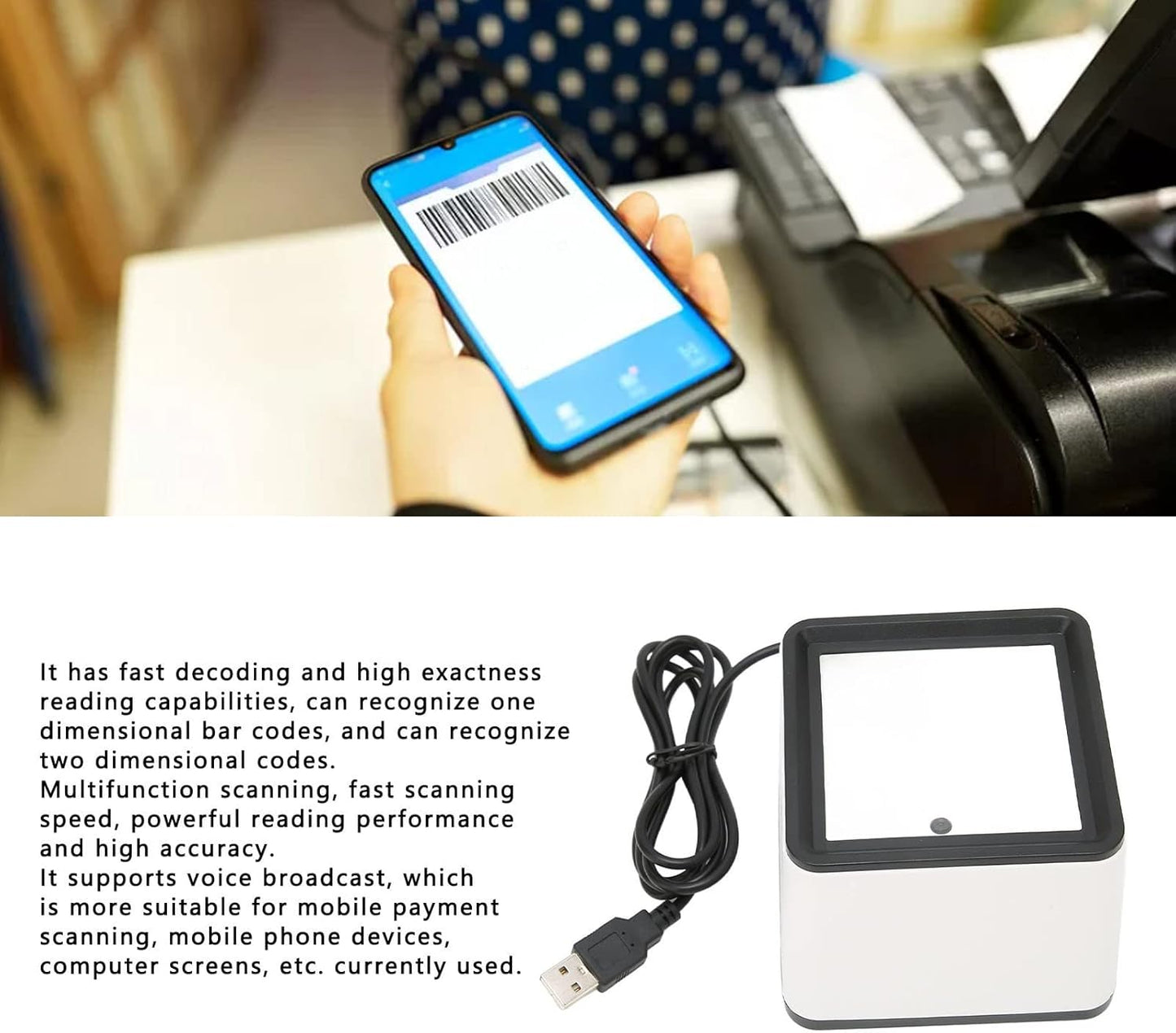 Scanner code barre 1D/2D QR mains libres Omnidirectionnel : Optimisez vos processus de scan !