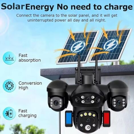 Caméra Solaire 4G 4 Objectifs - Surveillance 360° Autonome