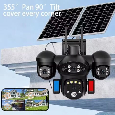 Caméra Solaire 4G 4 Objectifs - Surveillance 360° Autonome