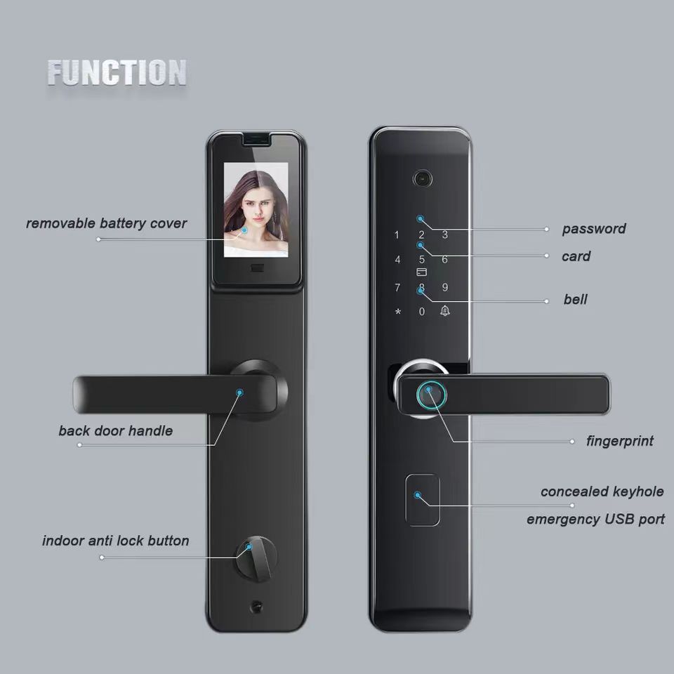 Serrure de porte intelligente Bluetooth avec caméra et poignée mot de passe par empreinte digitale : Sécurisez votre maison et vivez en toute tranquillité !