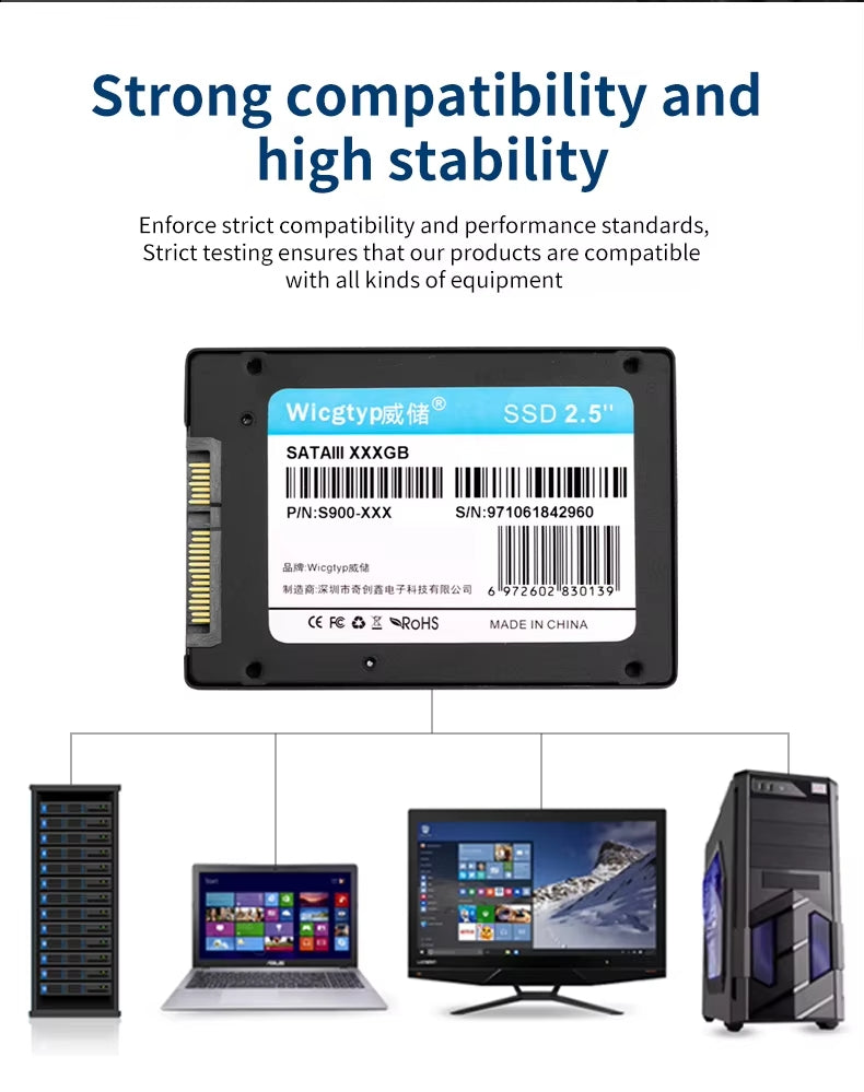 Disque Dur SSD SATA 3 Wicgtyp 240Go-2To - Boost Performance PC Portable
