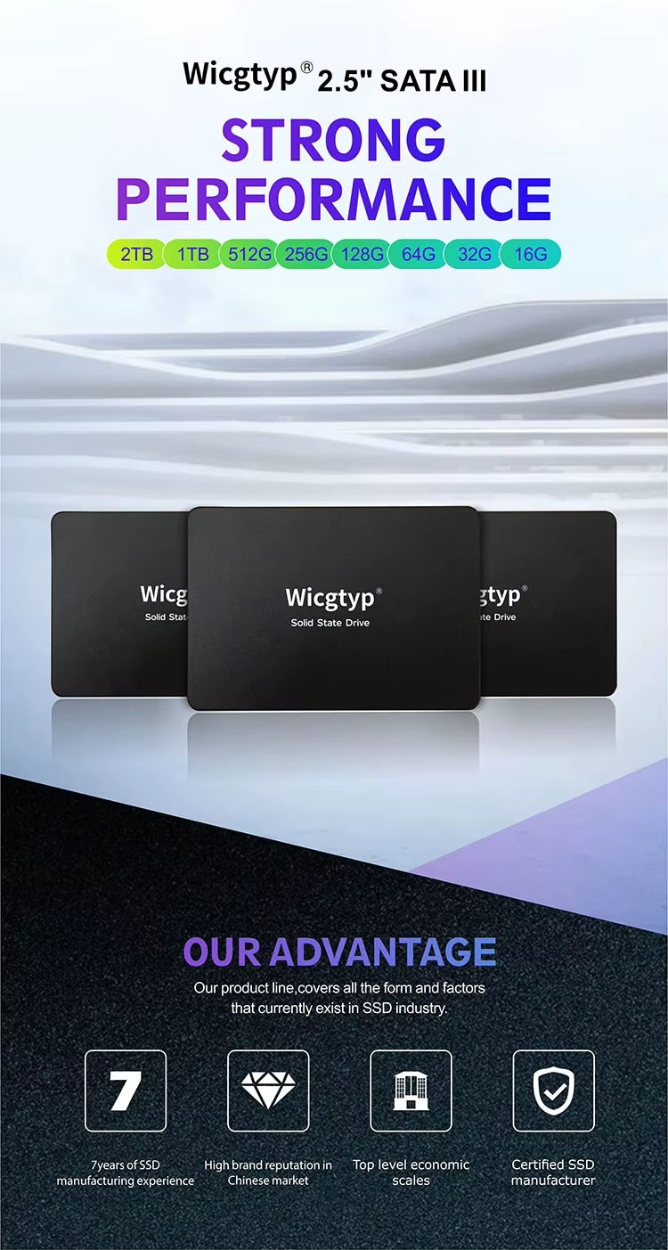 Disque Dur SSD SATA 3 Wicgtyp 240Go-2To - Boost Performance PC Portable