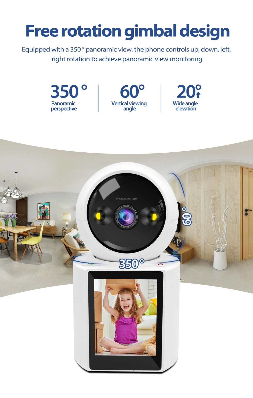 Caméra d'Appel Vidéo WiFi Intelligente 3MP bébé moniteur appel vidéo - Surveillance Bébé & Sécurité Maison