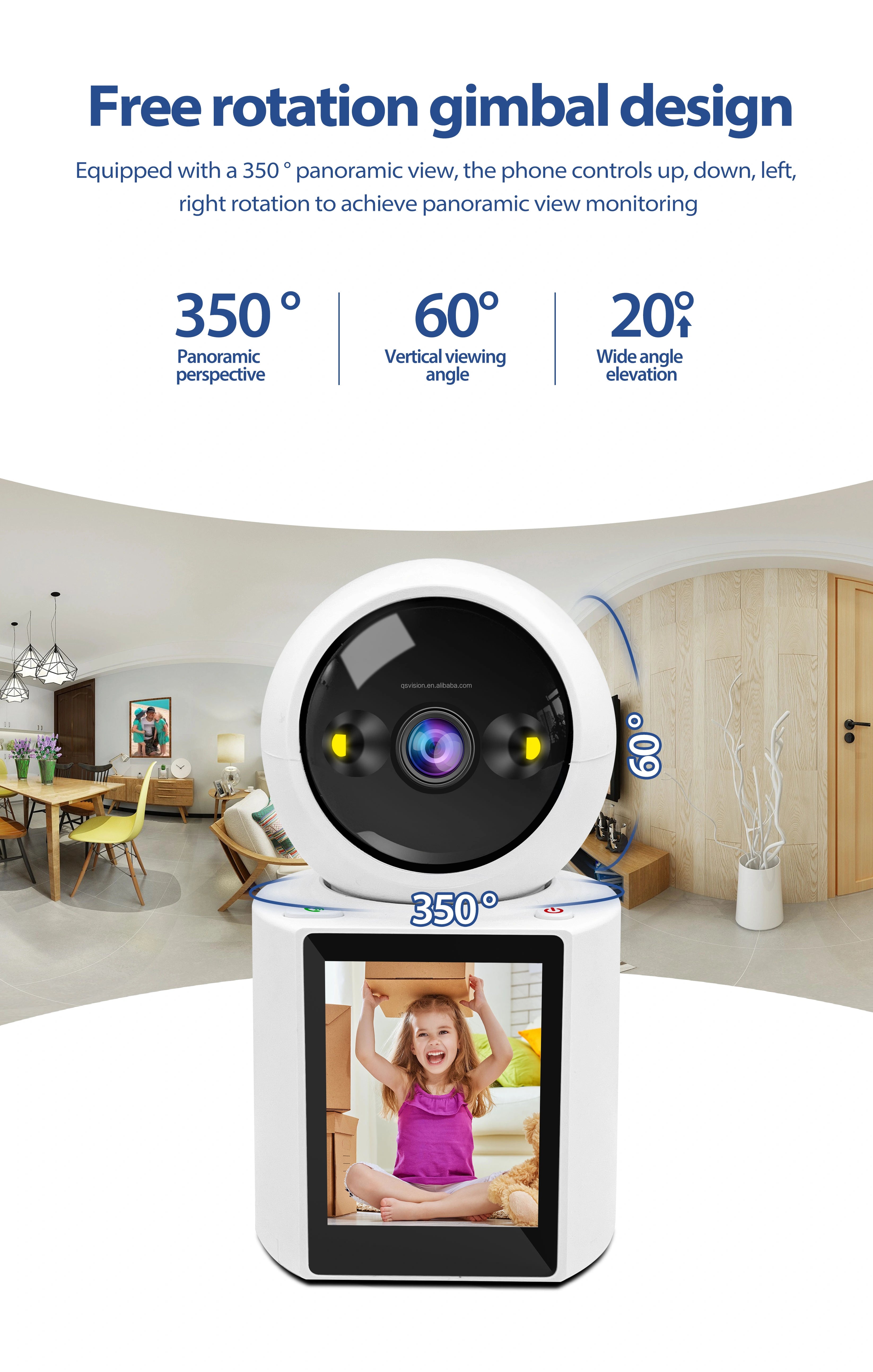 Caméra d'Appel Vidéo WiFi Intelligente 3MP bébé moniteur appel vidéo - Surveillance Bébé & Sécurité Maison