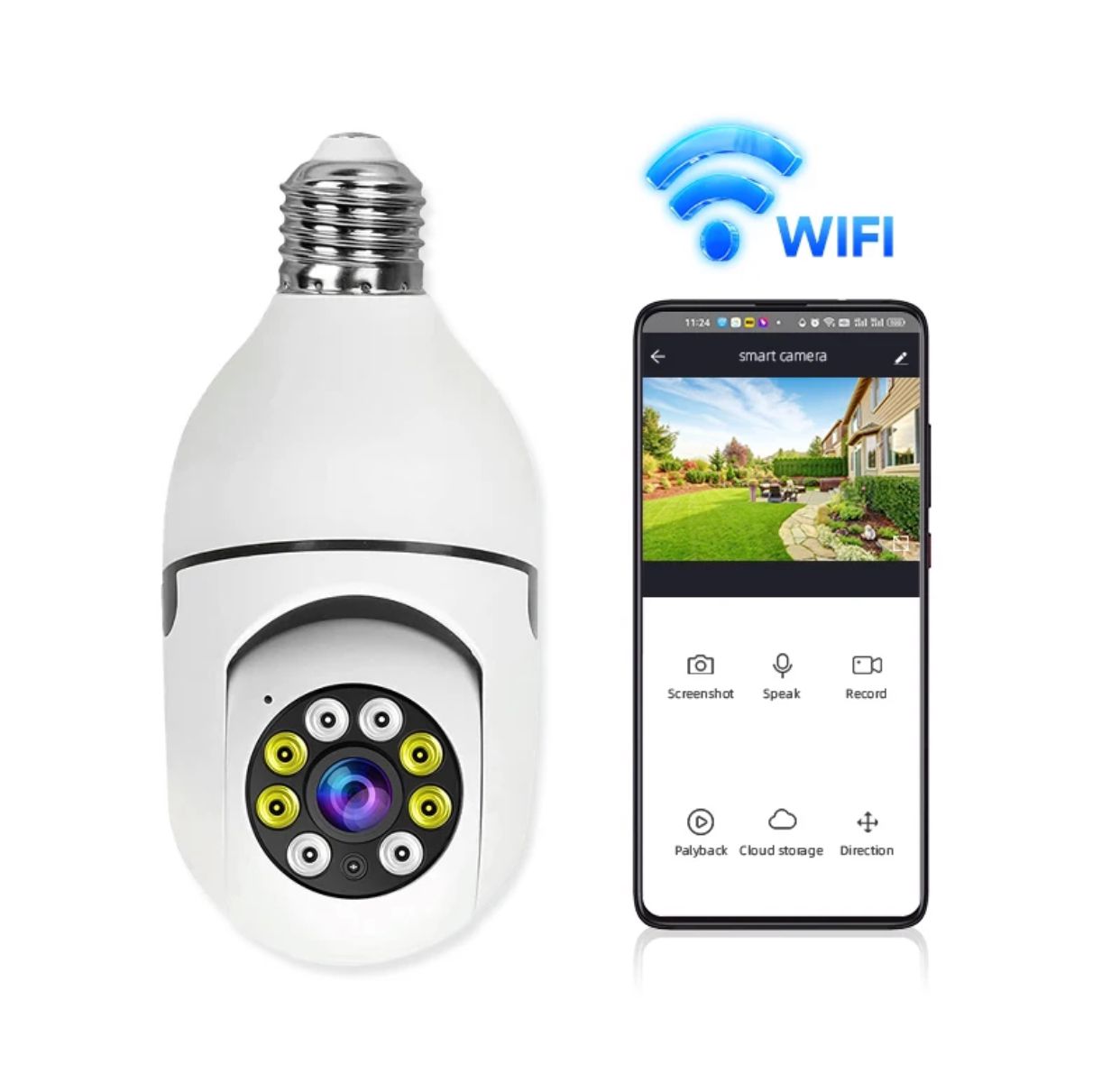 Caméra Ampoule Intelligente 360° WiFi - Sécurité et Surveillance à Domicile (E27, 1080p)