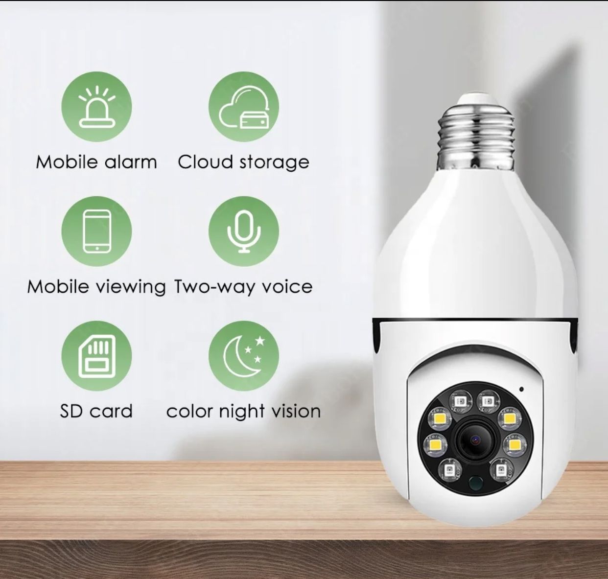 Caméra Ampoule Intelligente 360° WiFi - Sécurité et Surveillance à Domicile (E27, 1080p)
