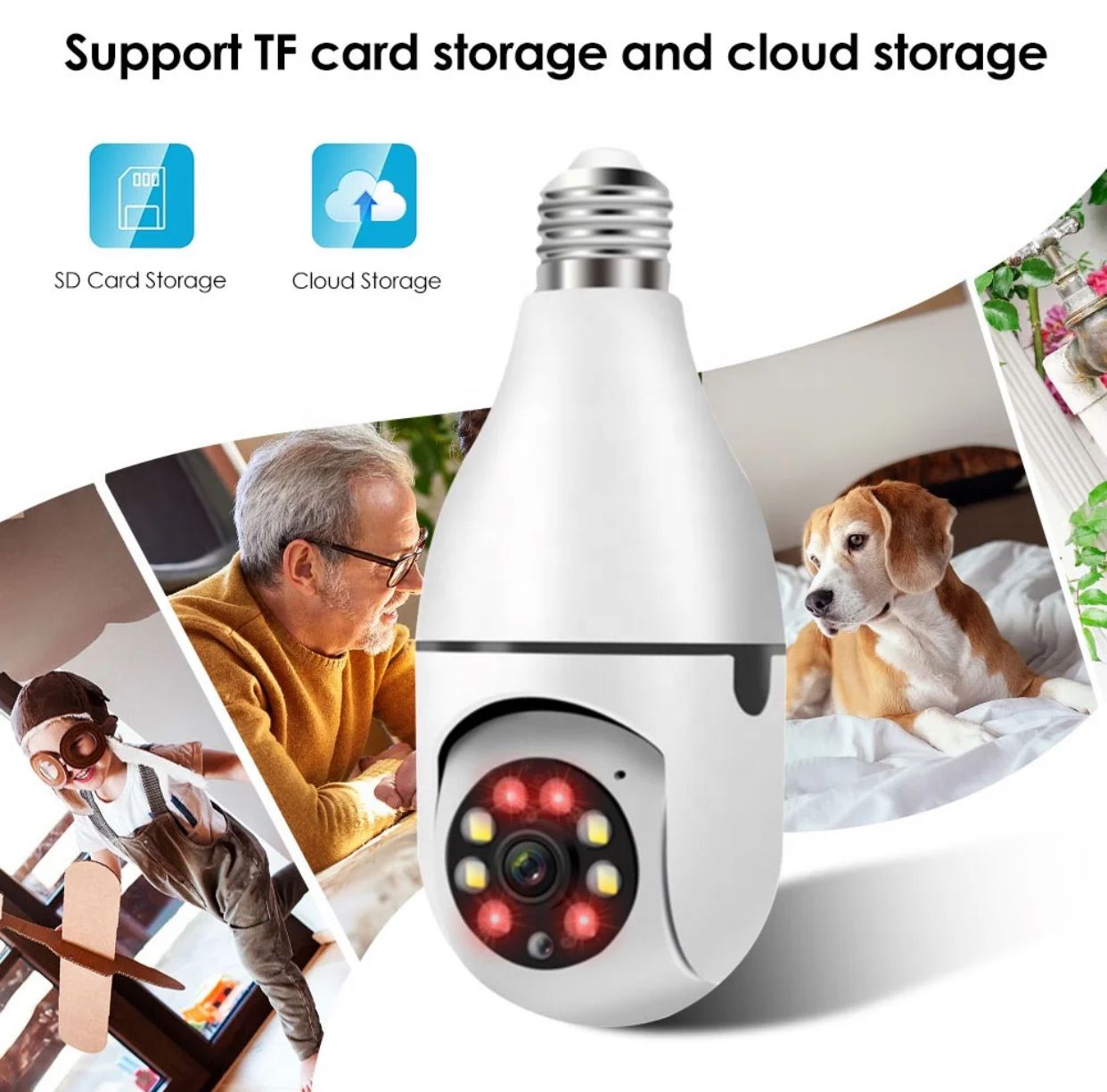 Caméra Ampoule Intelligente 360° WiFi - Sécurité et Surveillance à Domicile (E27, 1080p)