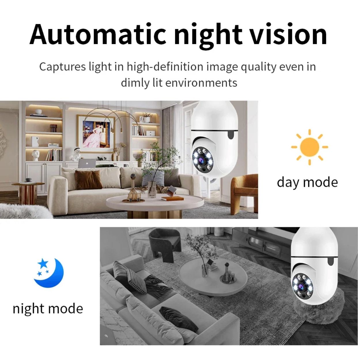 Caméra Ampoule WiFi - Caméra de surveillance Zoom panoramique/inclinaison 5G - Surveillance Intelligente & Sécurité à Domicile au Sénégal