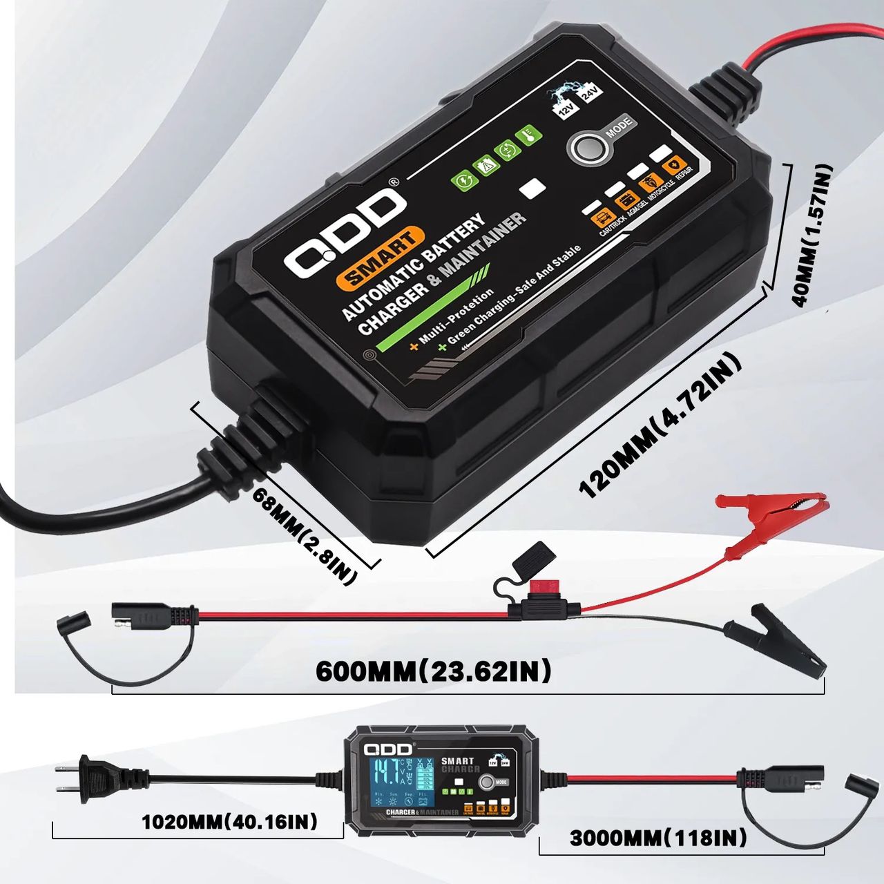 Chargeur intelligent QDD12V 24V - Voiture/Moto - Réparation d'impulsion et maintien de charge