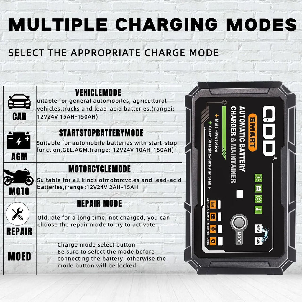 Chargeur intelligent QDD12V 24V - Voiture/Moto - Réparation d'impulsion et maintien de charge