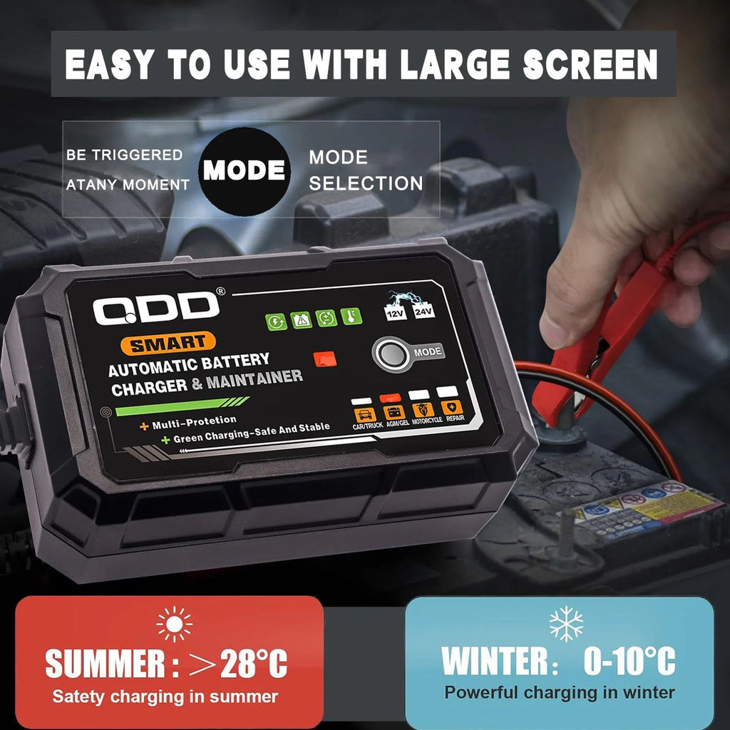 Chargeur intelligent QDD12V 24V - Voiture/Moto - Réparation d'impulsion et maintien de charge