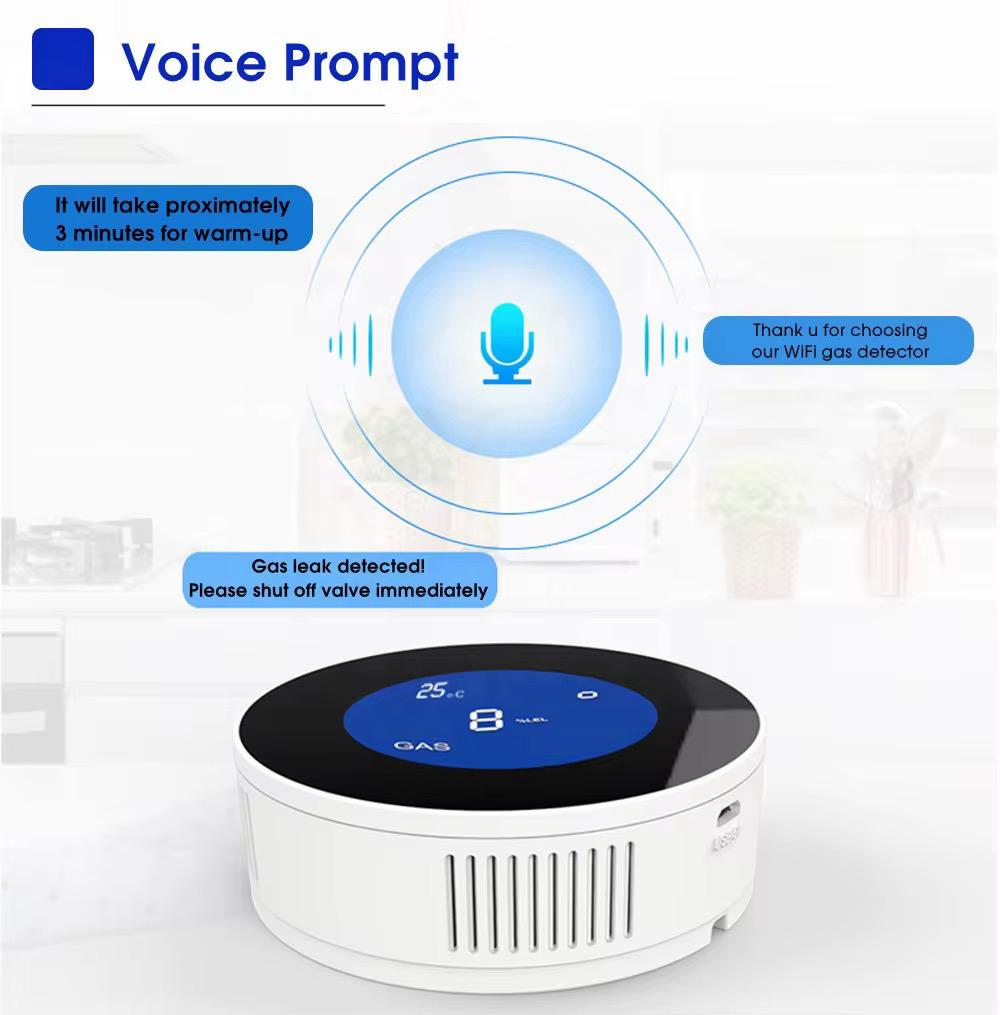 Détecteur de Gaz WiFi Tuya – Capteur Intelligent avec Alarme Sonore et Alertes Smartphone