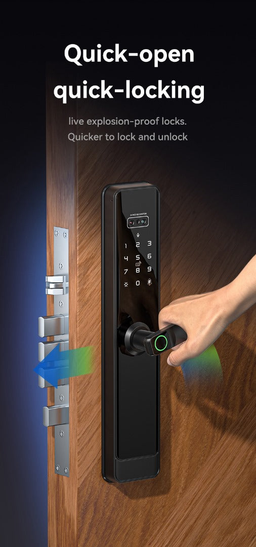 Serrure Biométrique Tuya - Ouverture par empreinte digitale, code, clé, et WiFi