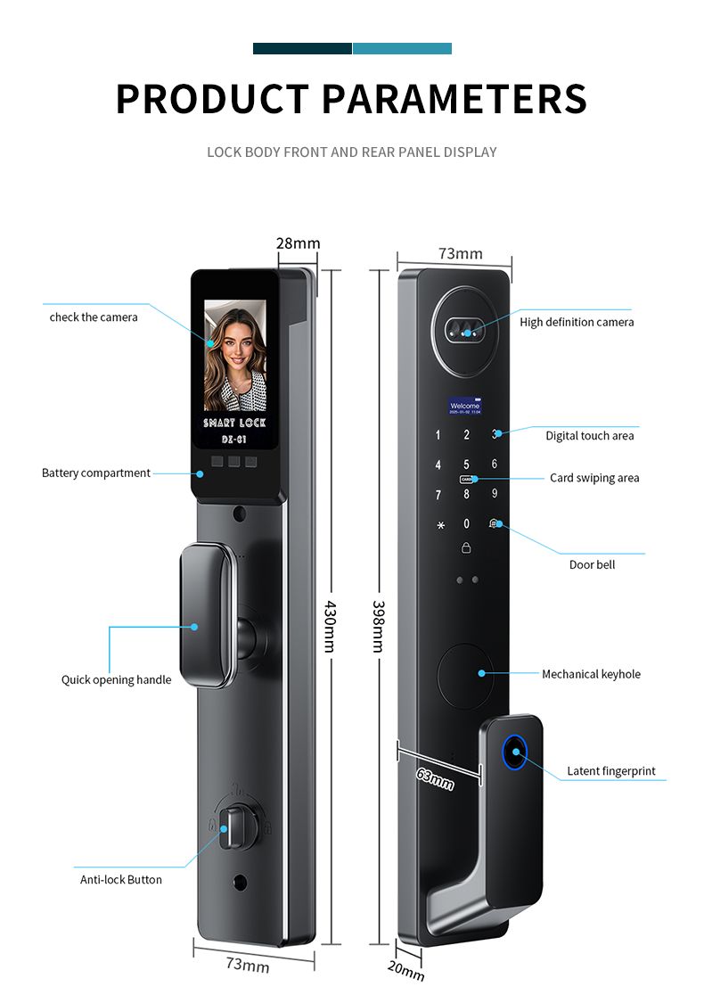 Serrure Intelligente Wishome - Ouverture par empreinte digitale, code, carte et application mobile
