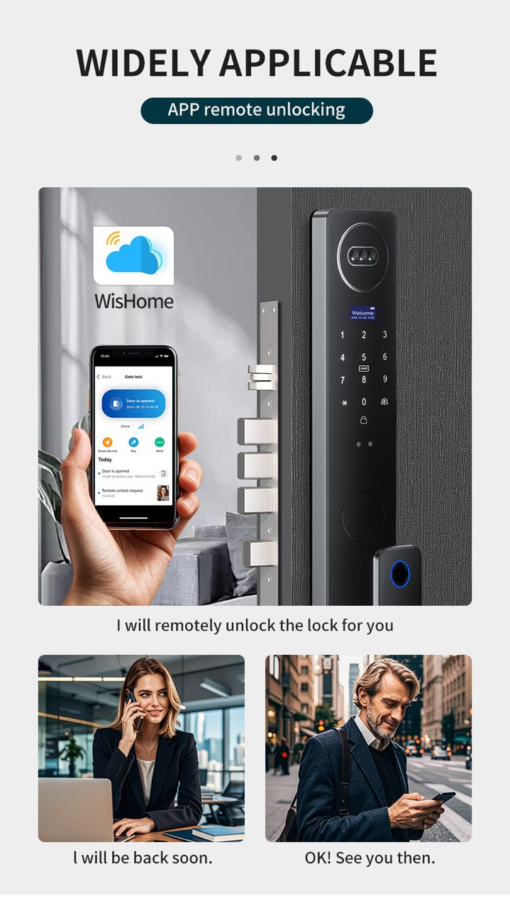 Serrure Intelligente Wishome - Ouverture par empreinte digitale, code, carte et application mobile
