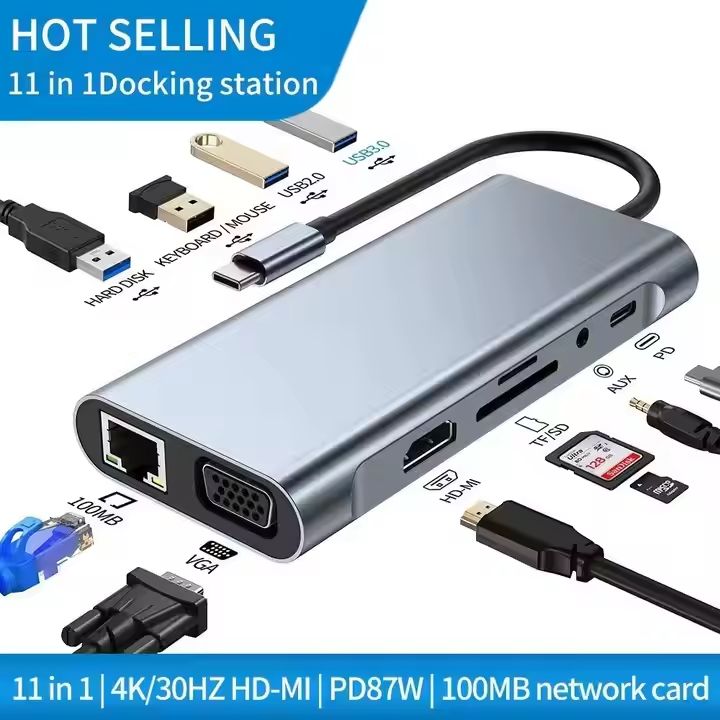 Station d'accueil USB-C 11-en-1 - 4K, Ethernet, PD 100W