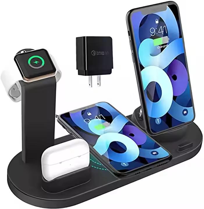 Chargeur sans fil 4-en-1, Station de charge sans fil rapide - iPhone, Apple Watch, AirPods