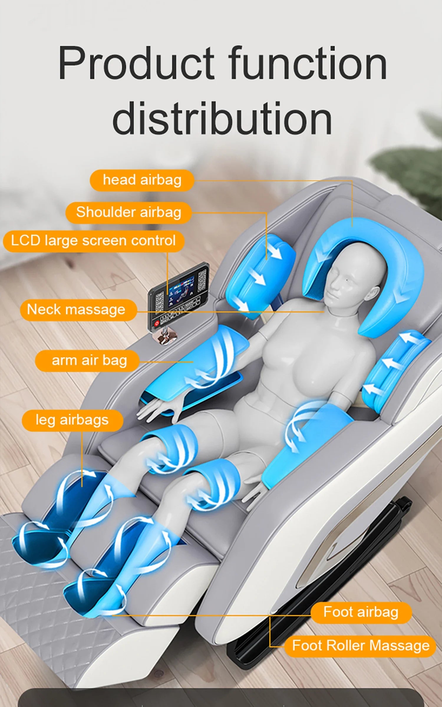 Fauteuil de Massage Intelligent 5D – Modèle Haut de Gamme, Programmes de Relaxation Avancés avec Écran et Bluetooth Intégré