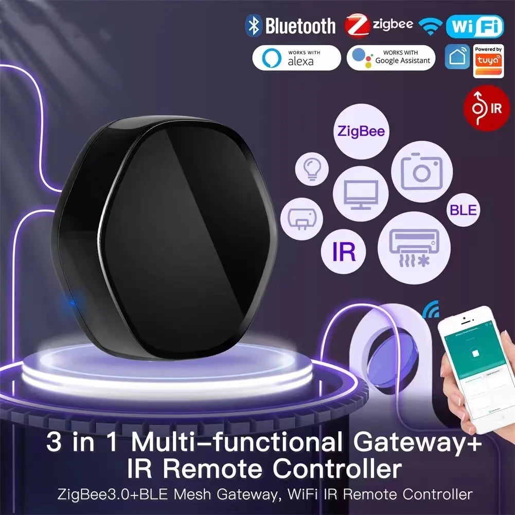 Hub de passerelle intelligente 3 en 1 : Contrôle vocal, télécommande IR et compatibilité Alexa/Google