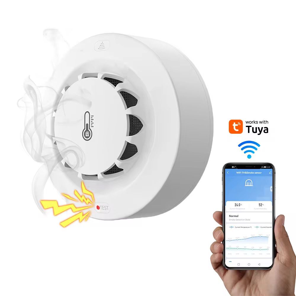 Détecteur de Fumée WiFi & Bluetooth - Surveillance de la température et de l'humidité - Tuya Smart