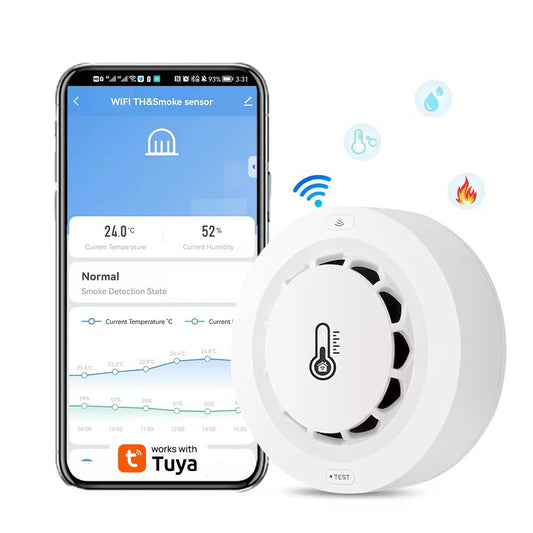 Détecteur de Fumée WiFi & Bluetooth - Surveillance de la température et de l'humidité - Tuya Smart