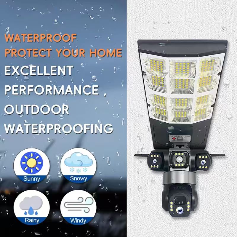 Caméra de Sécurité 360° avec Lampadaire Solaire d'Extérieur - ETS A2M