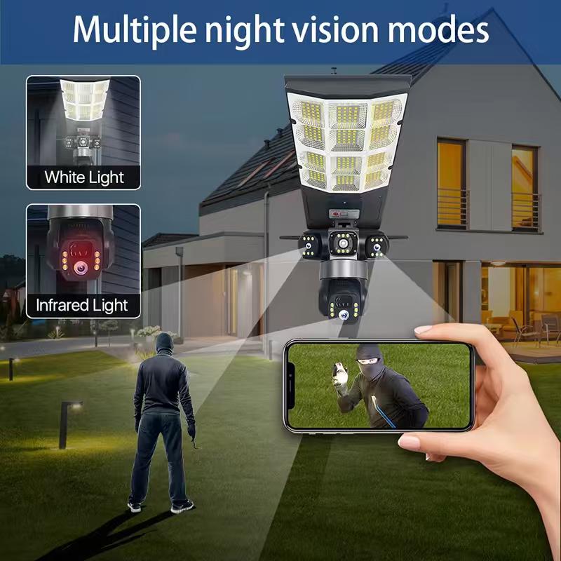 Caméra de Sécurité 360° avec Lampadaire Solaire d'Extérieur - ETS A2M