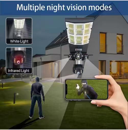 Caméra de Sécurité 360° avec Lampadaire Solaire d'Extérieur - ETS A2M